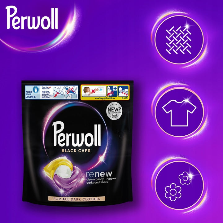 PERWOLL RENEW BLACK CAPSULES FOR WASHING BLACK FABRICS 40 PIECES GERMAN Packaging status original