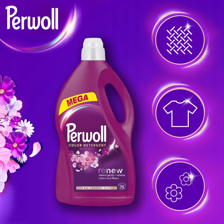 PERWOLL RENEW COLOR BLOSSOM WASHING LIQUID UNIVERSAL 3,75L 75 WASHES Packaging status original