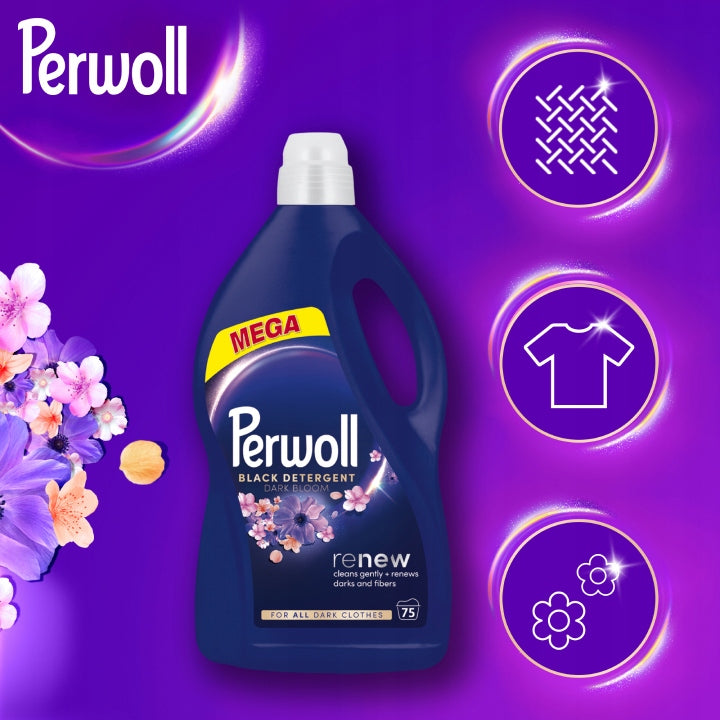 PERWOLL RENEW DARK BLOOM WASHING LIQUID FOR BLACK AND DARK FABRICS 3,75L 75pr Packaging status original
