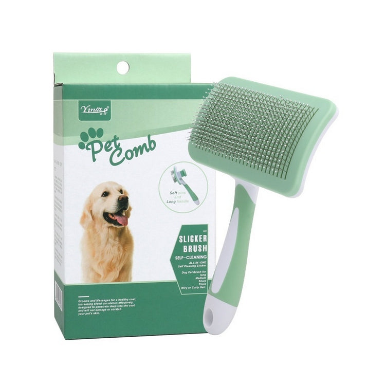 PET COMB SELF-CLEANING BRUSH FOR CAT DOG HAIR 1B14