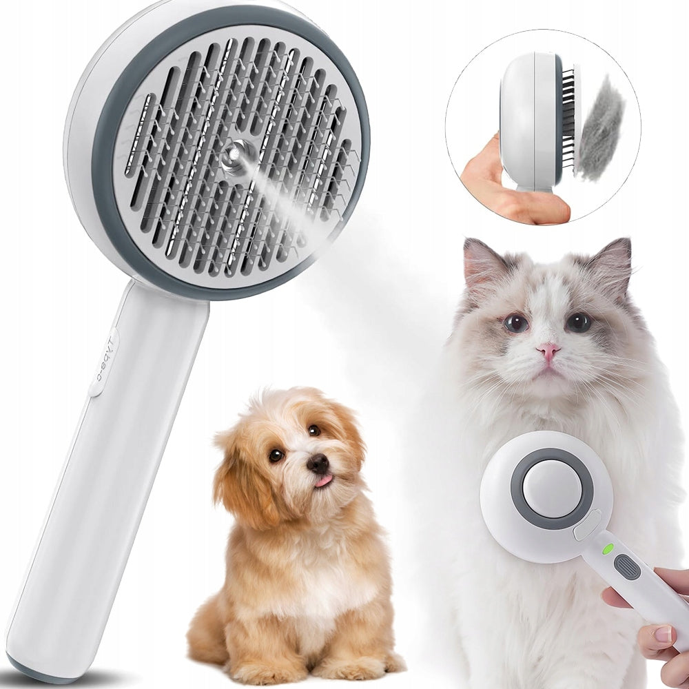 PET DOG CAT STEAM BRUSH FOR HAIR CARE IPX7 USB WHITE