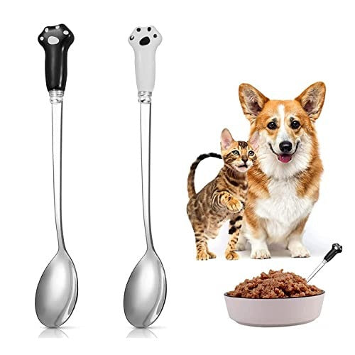 PET FOOD SPOON PEACOCK STAINLESS STEEL CAT DOG 2 PCS Brand no brand