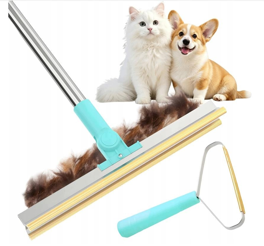 PET HAIR RAKE LONG HANDLE 130 CM UPHOLSTERY CARPET SCRAPER