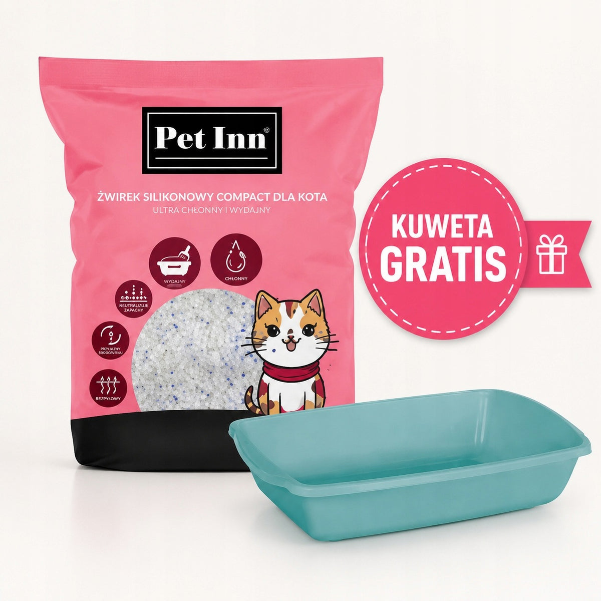 PET INN SILICONE LITTER COMPACT 30 L + litter box freebie