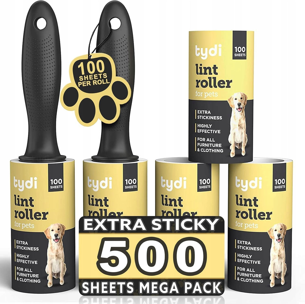 PET LINT ROLL 360° STICKY 100 SHEETS