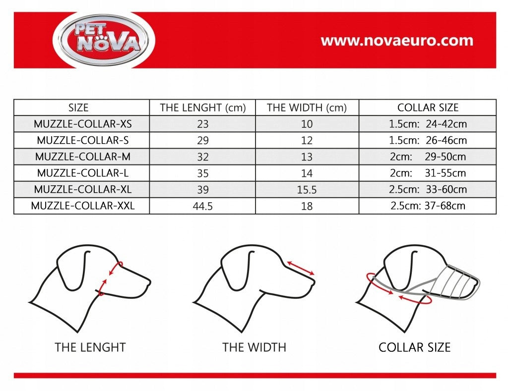PET NOVA Plastic muzzle with L collar Brand Pet Nova