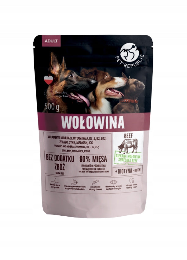 PET REPUBLIC Sachet 500g beef 90% meat