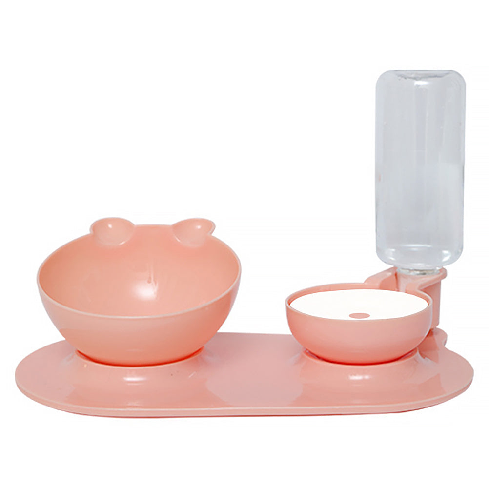 PET SUPPLIES PINK CAT FEEDER WITH MULTI-FUNCTIONAL PET WATER BOWL