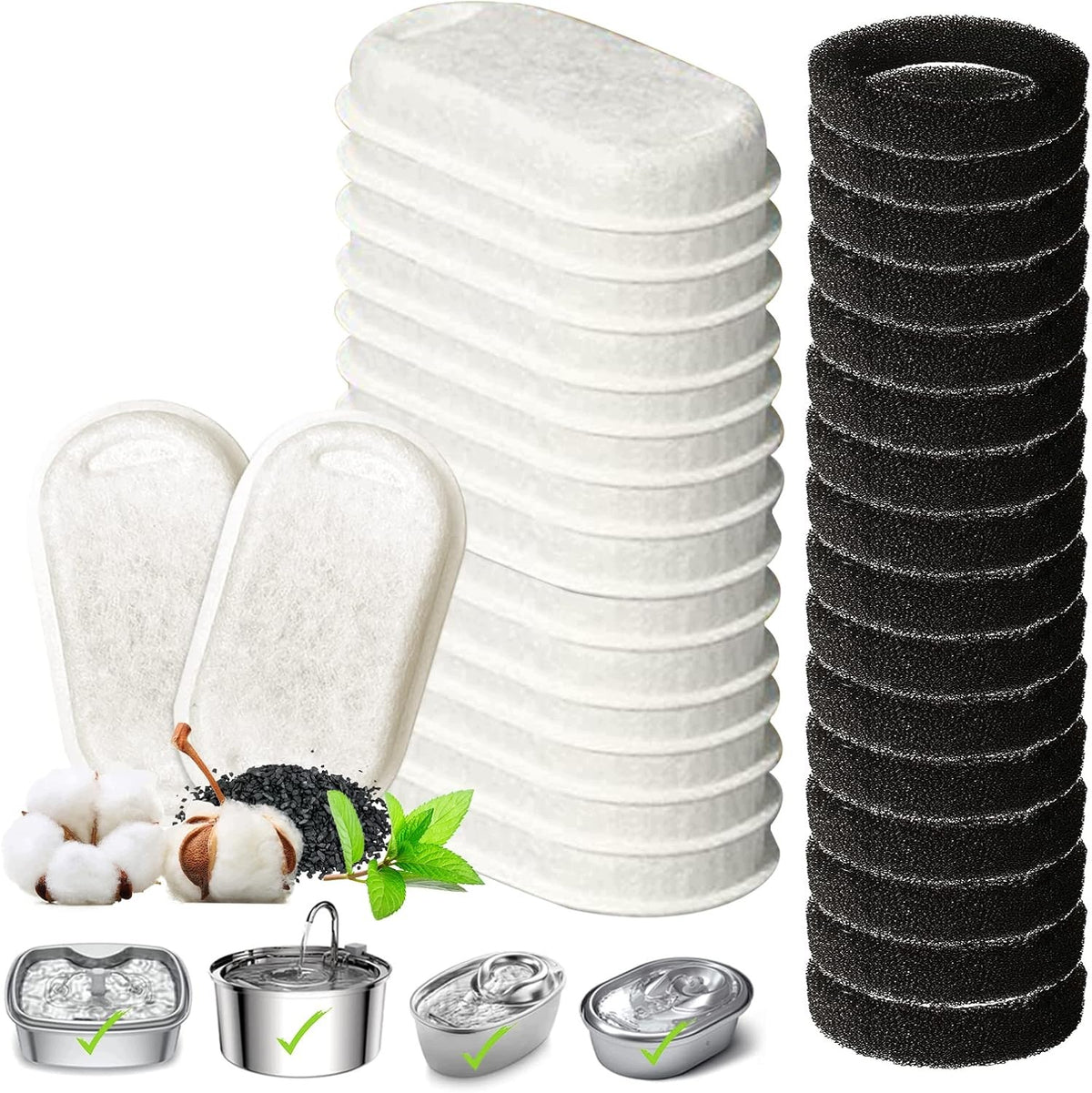 PET WATER FILTER 16+16 PIECES ROUND CARBON FOAM CLEAN