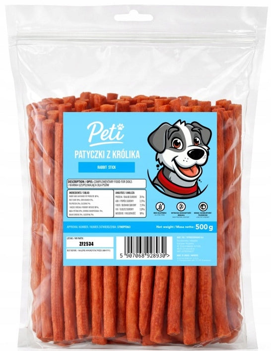 PETI DOG TREATS RABBIT STICKS 500g Flavor rabbit
