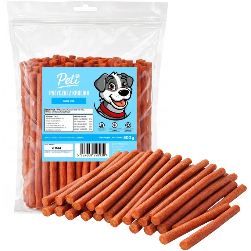 PETI DOG TREATS RABBIT STICKS 500g