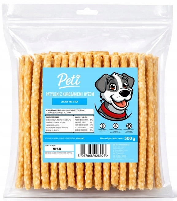 PETI DOG TREATS STICKS WITH CHICKEN AND RICE 500g Flavor chicken