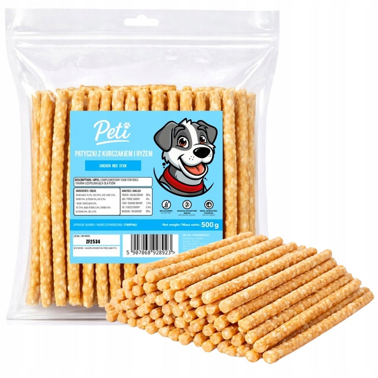 PETI DOG TREATS STICKS WITH CHICKEN AND RICE 500g