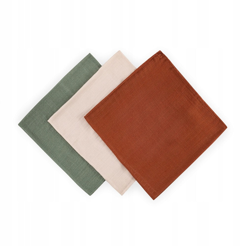 PETITE&MARS Bamboo muslin diapers 3 pcs Moussy Earth Tones Kind bamboo