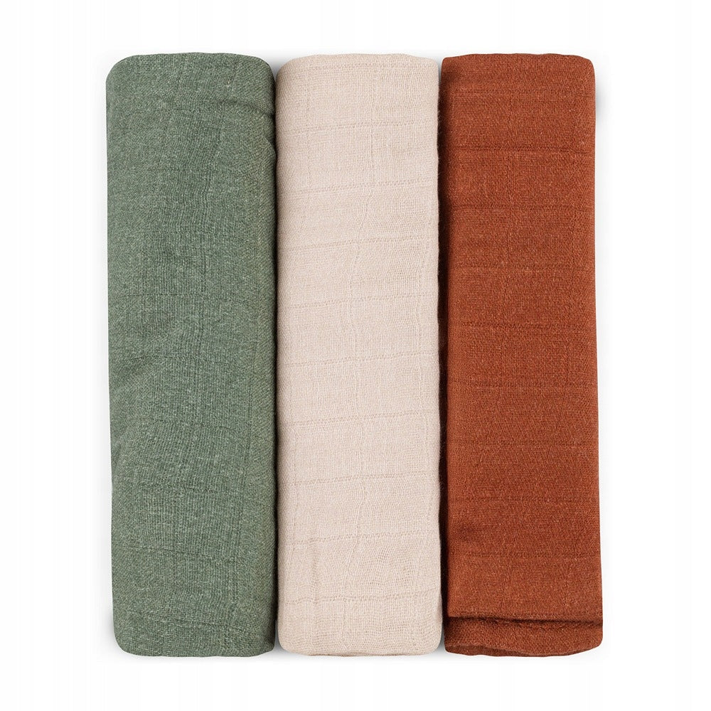 PETITE&MARS Bamboo muslin diapers 3 pcs Moussy Earth Tones