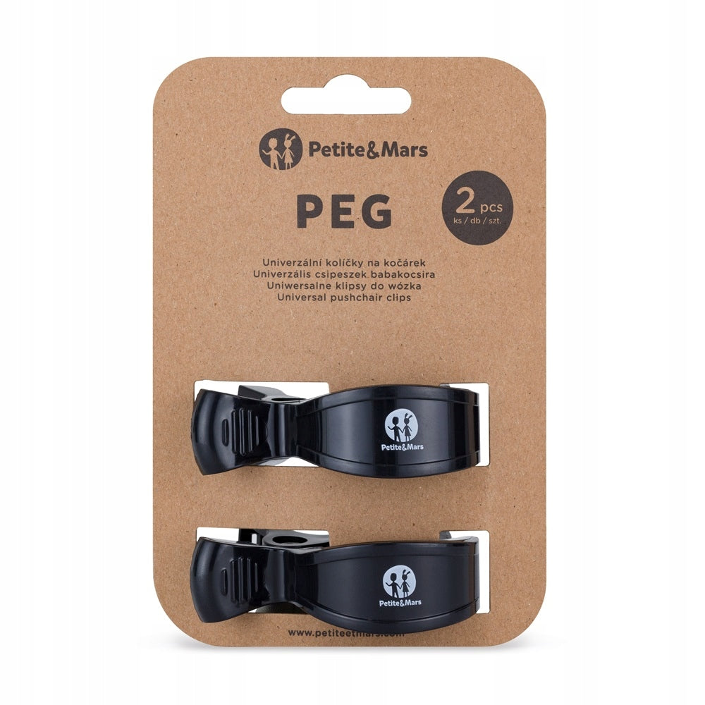 PETITE&MARS Peg Trolley Clips, 2pcs, Black Packaging status original