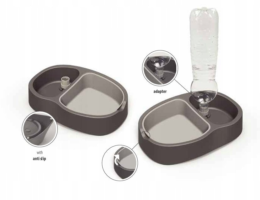 PETMAX Drinker STELLA PLUS Grey 29x19