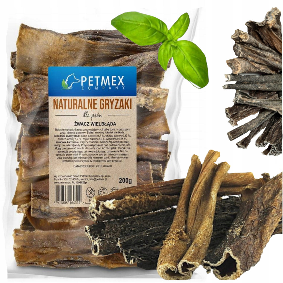 PETMEX CAMEL RUMEN 200G DOG TREATS NATURAL DRIED TEETHERS L