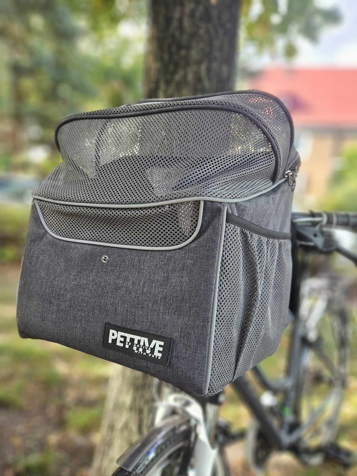 PETRIVE 3in1: Dog or cat bike basket, dog backpack, car seat alone. Color gray