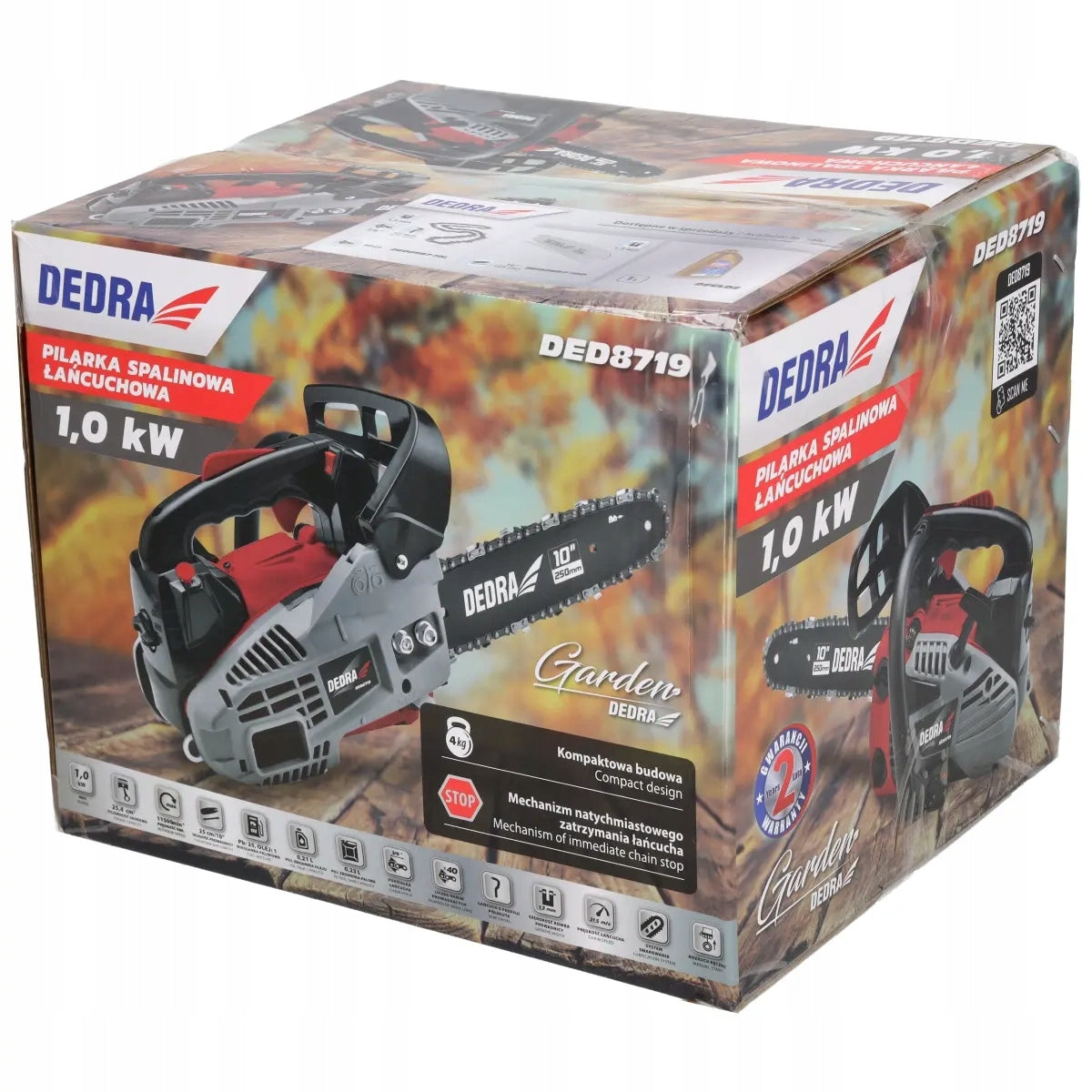 PETROL CHAIN SAW 25CM 1.0KW DED8719 DEDRA Power supply combustion