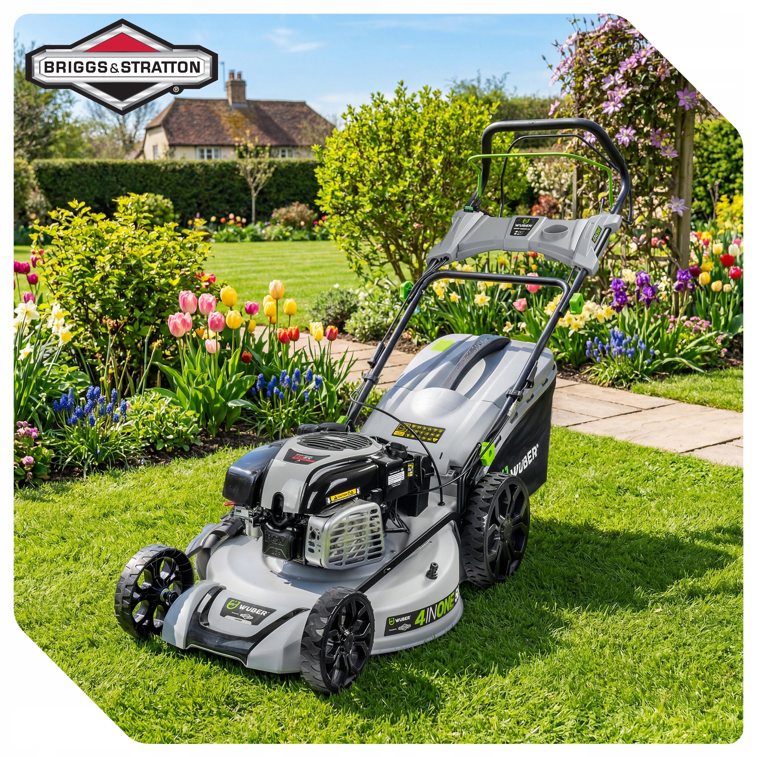 PETROL LAWN MOWER BRIGGS & STRATTON DRIVE START ON BUTTON 56 CM Brand Wuber