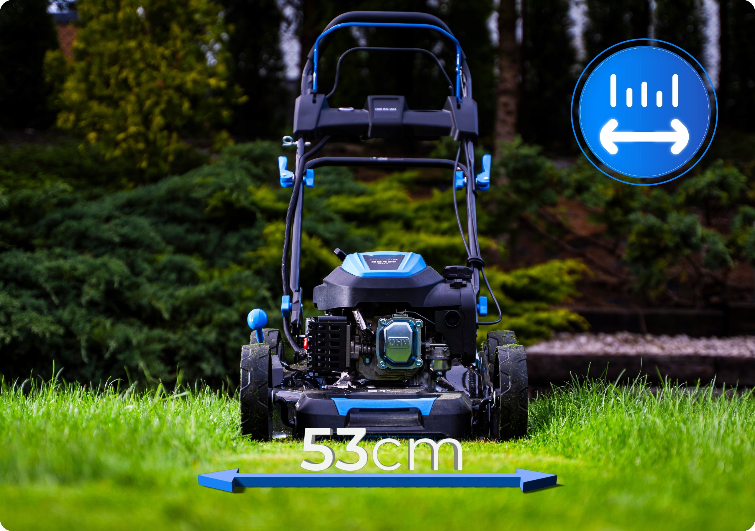 PETROL MOWER POWERFUL 224CC STARTER DRIVE 53CM MULCHING 9IN1 Model HW-KS-224