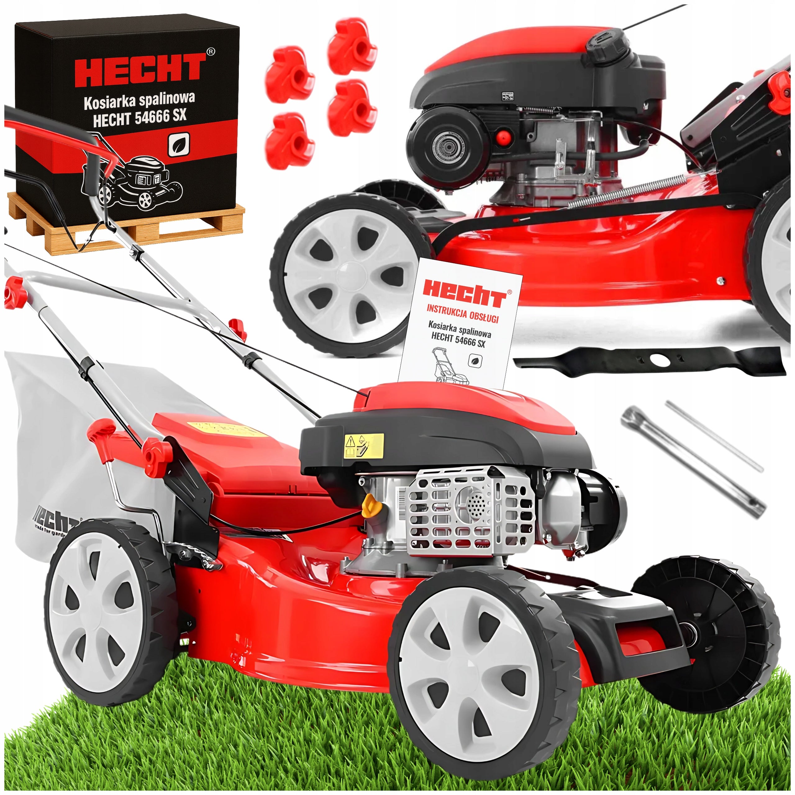 PETROL MOWER STRONG HECHT 54666 SX POWER 3 KM 46CM DRIVE BASKET 55L