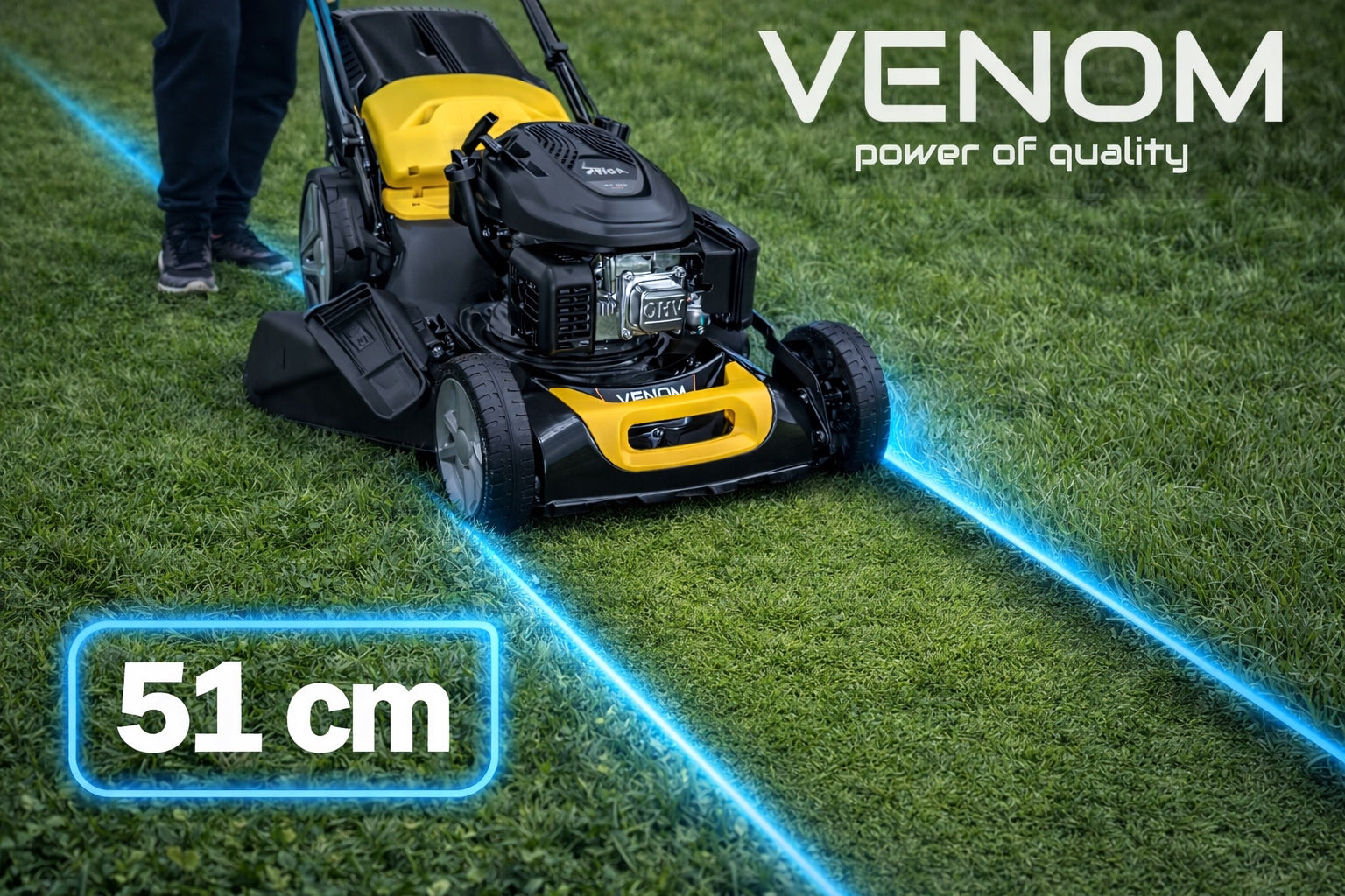 PETROL MOWER VENOM WITH DRIVE 51CM ENGINE STIGA 166CC HIGH GRASS PRO Basket capacity 60 l