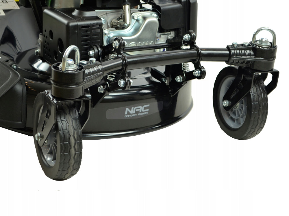 PETROL MOWER WITH DRIVE WIDTH 56 CM SWIVEL WHEELS FRONT MULCHING BASKET Basket capacity 75 l
