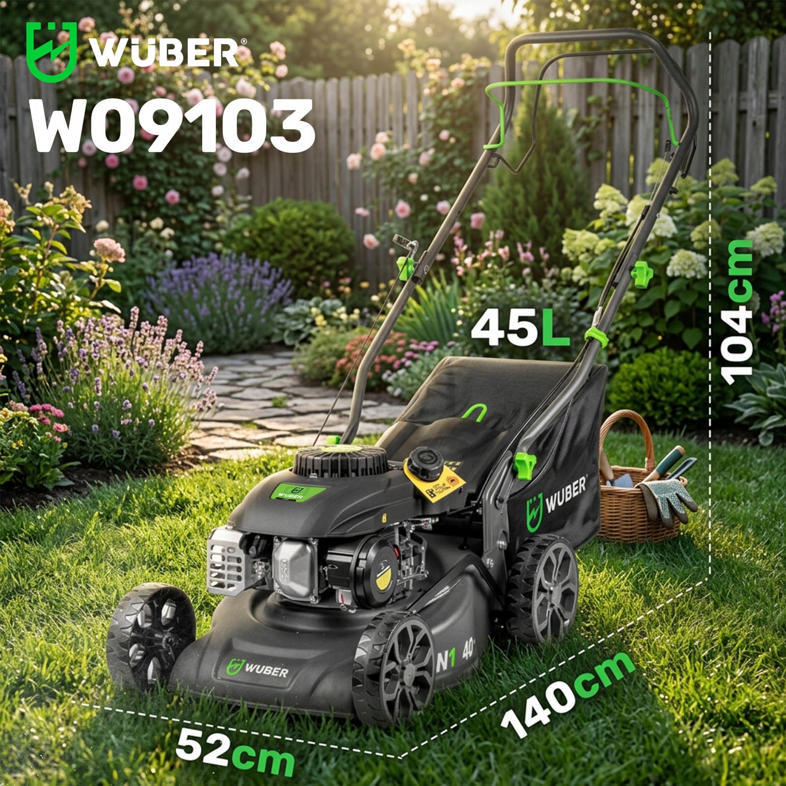 PETROL MOWER WITH GRASS DRIVE POWERFUL ENGINE OHV LIGHT DRIVE + OIL Series W09103