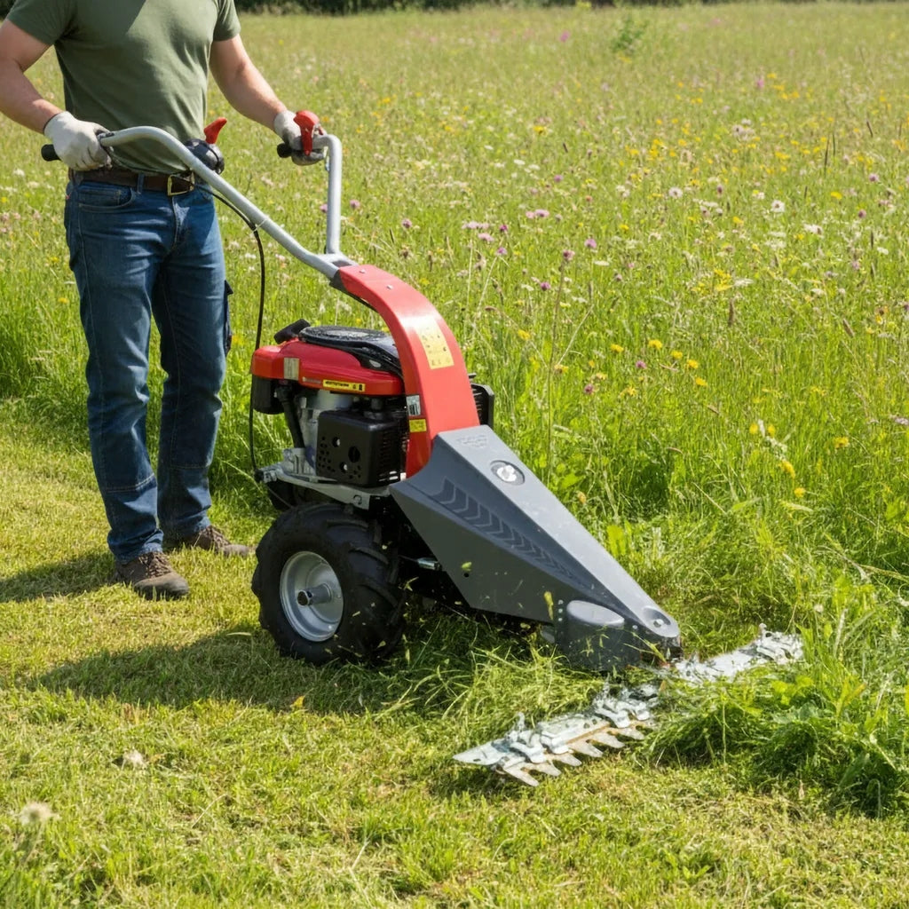 PETROL SLATTED MOWER HECHT 587 DRIVE CUTTING BAR LONCIN ADJUSTMENT Manufacturer code HECHT 587 KOSIARKA LISTWOWA Z NAPĘDEM