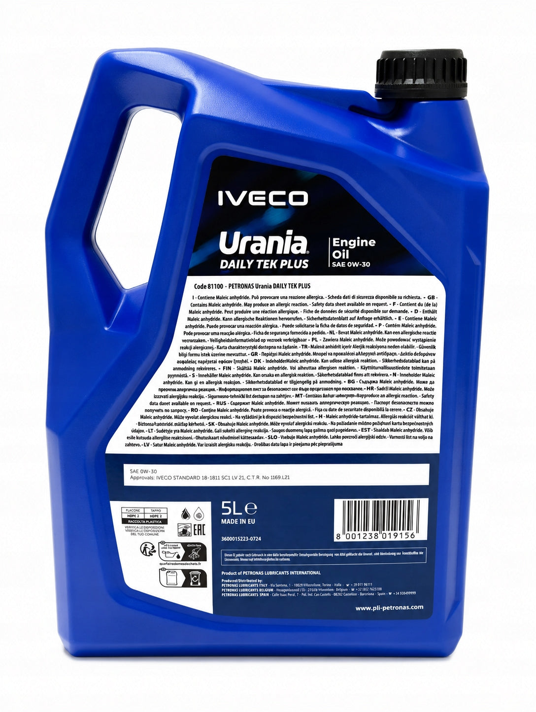 PETRONAS OIL URANIA IVECO DAILY TEK PLUS 0W30 - 5L Packaging status original