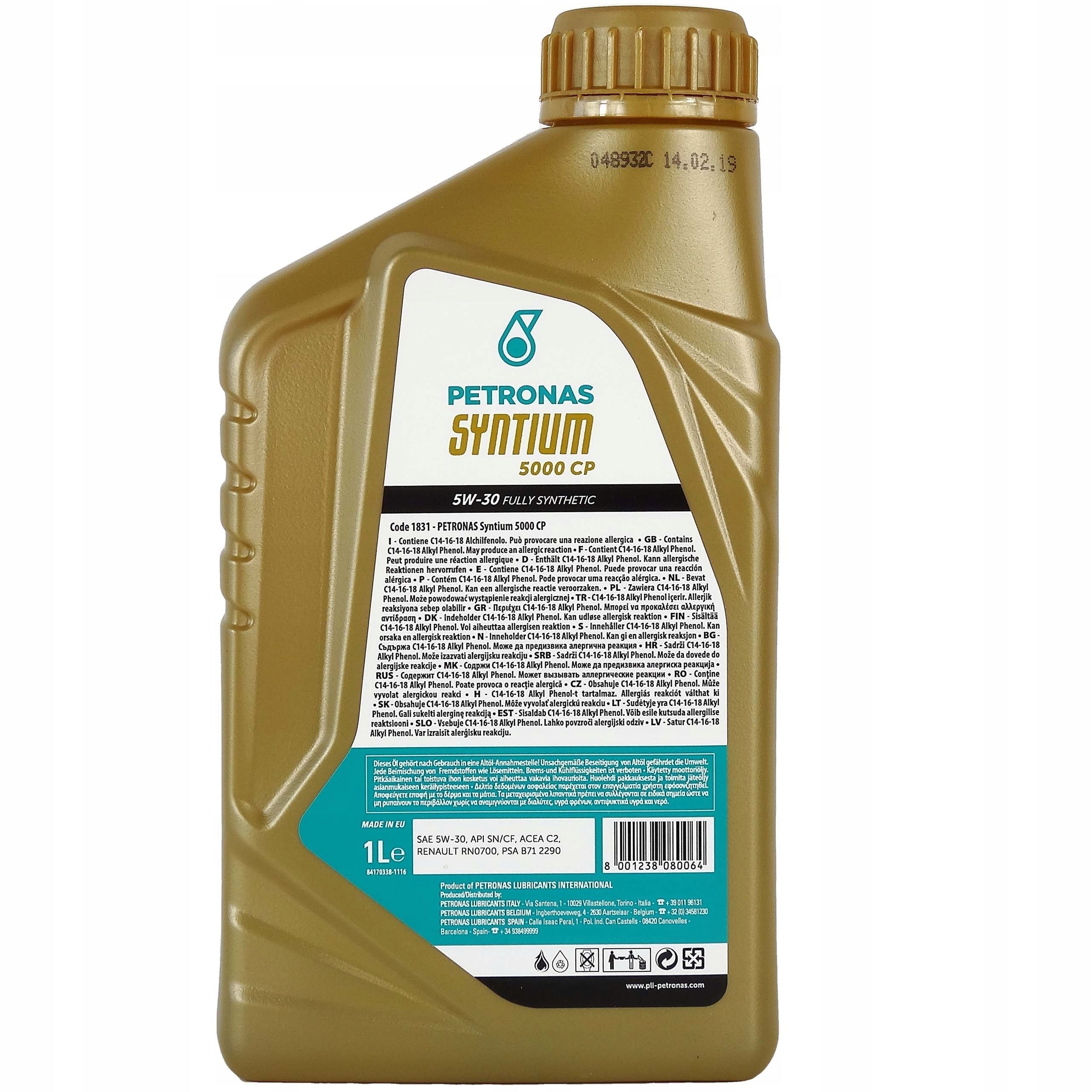 Petronas Syntium 5000 CP 5W-30 Motoröl, 1L 