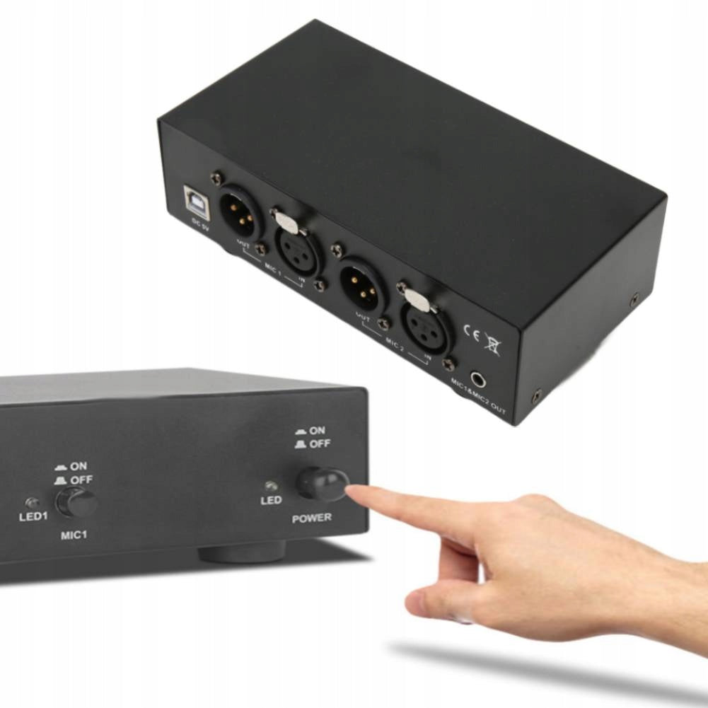 PHANTOM POWER SUPPLY 48V XLR USB CABLE 5V SUPPORT DUAL MICROPHONES