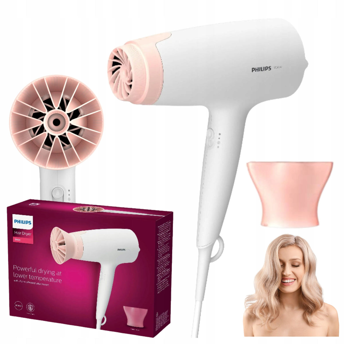 PHILIPS HAIR DRYER COLD BLOW 3 SPEEDS AND TEMPERATURES 1600W
