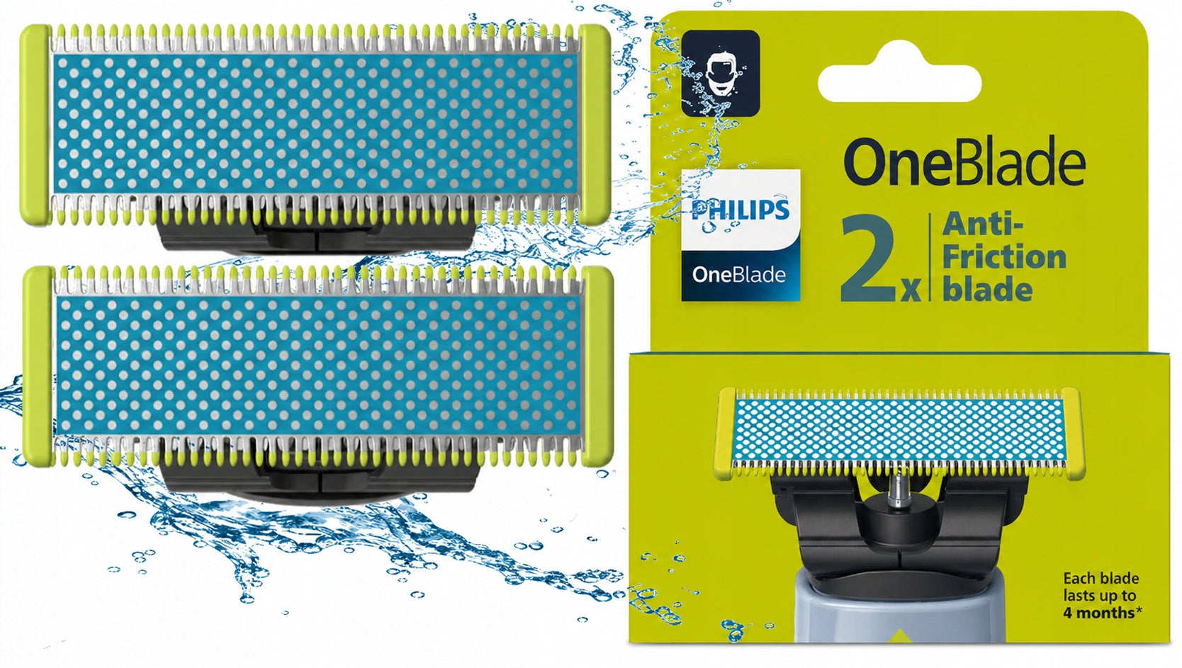 PHILIPS ONEBLADE BLADES FOR SENSITIVE SKIN 2 PCS ORIGINAL BLADE HEAD
