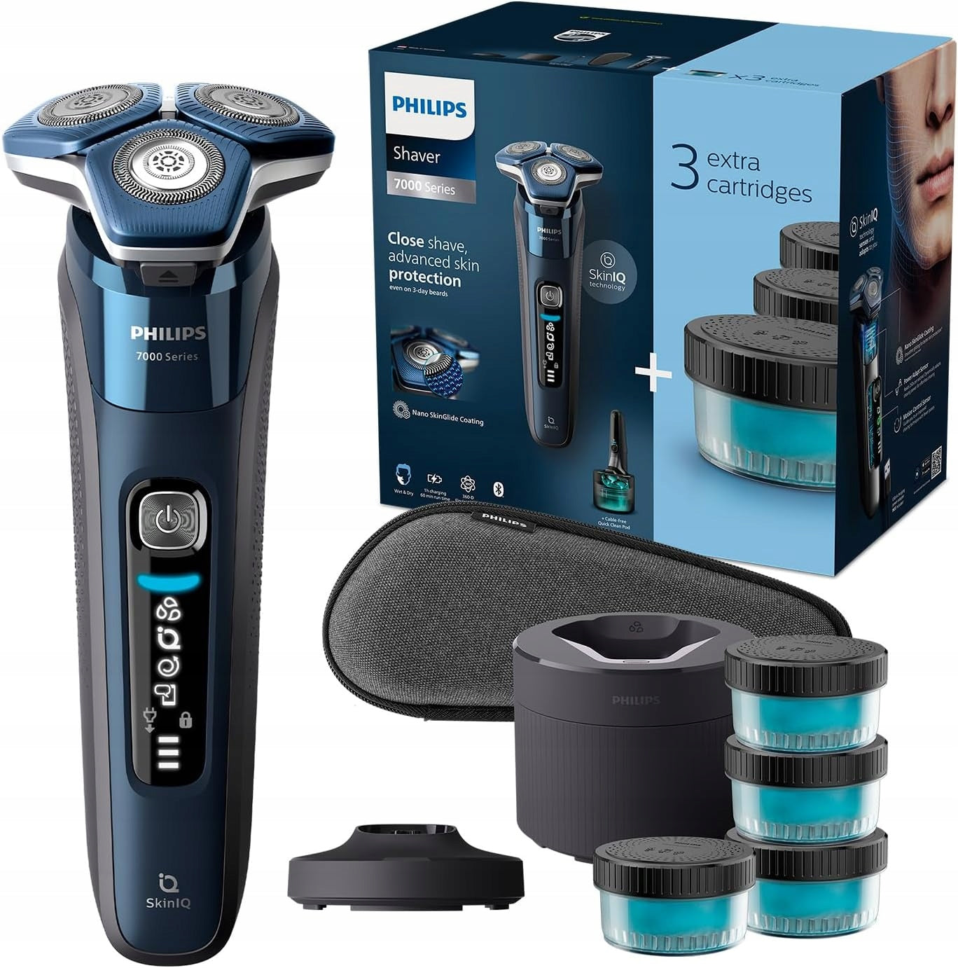 PHILIPS S7885/63 Series 7000 Wet Dry Electric Shaver + 4 Cartridges