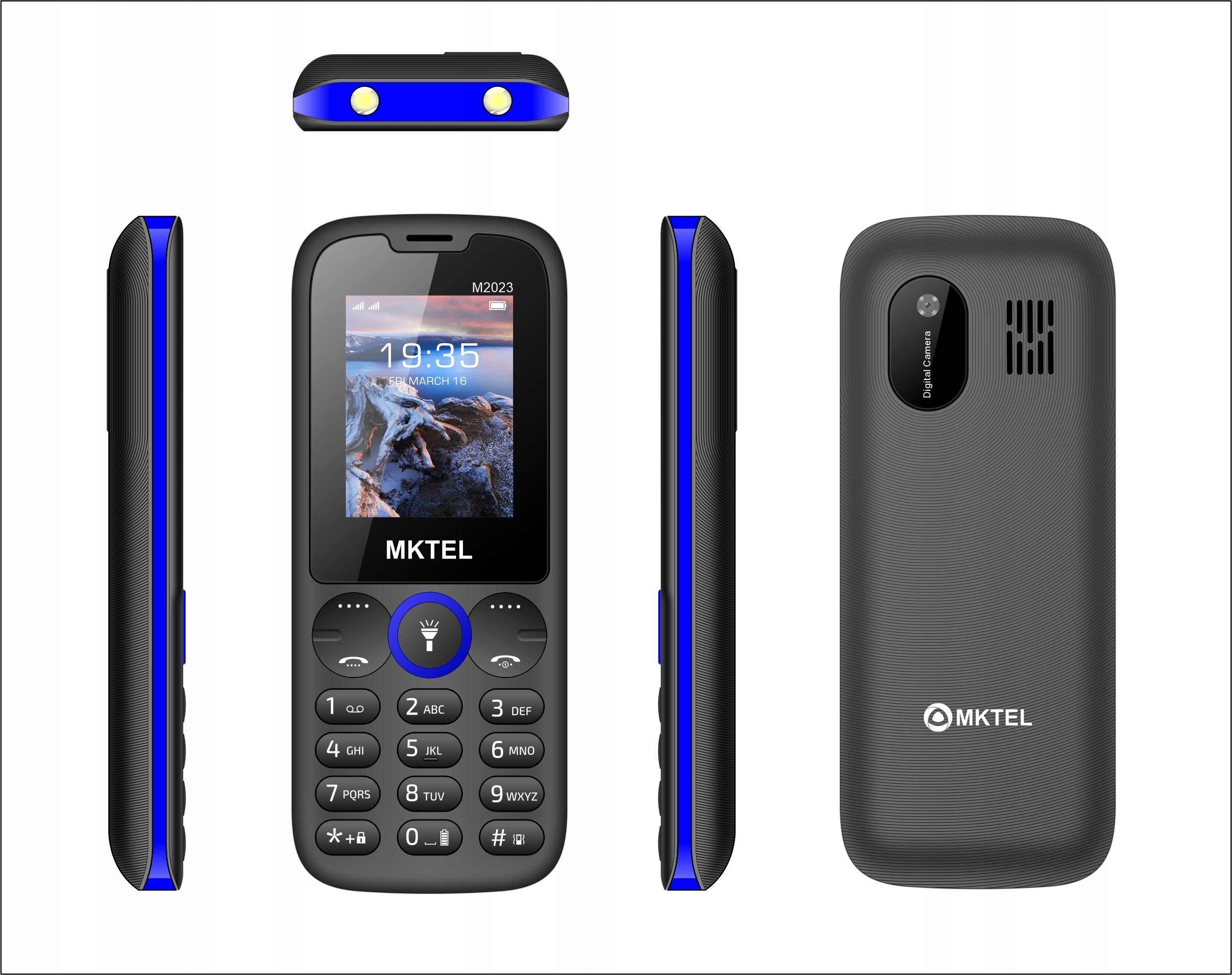 PHONE FOR SENIOR LOUD MKTEL M2023 2G BLACK POWERFUL FLASHLIGHT Charger included no
