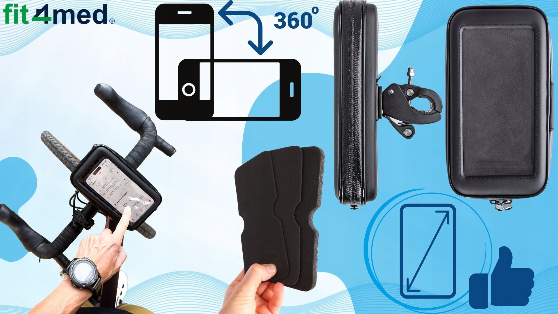 PHONE HOLDER BIKE MOTOR SCOOTER WATERPROOF LARGE STRONG UNIVERSAL XL Model BIKE01