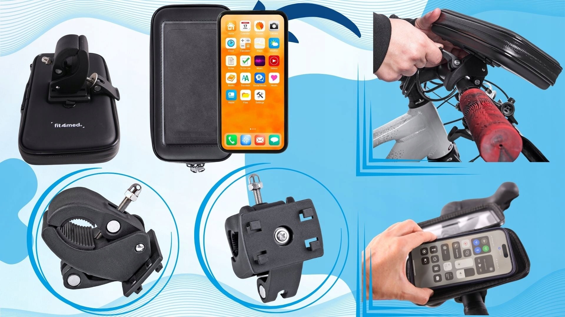 PHONE HOLDER BIKE MOTOR SCOOTER WATERPROOF LARGE STRONG UNIVERSAL XL Product weight with unit packaging 0.1 kg