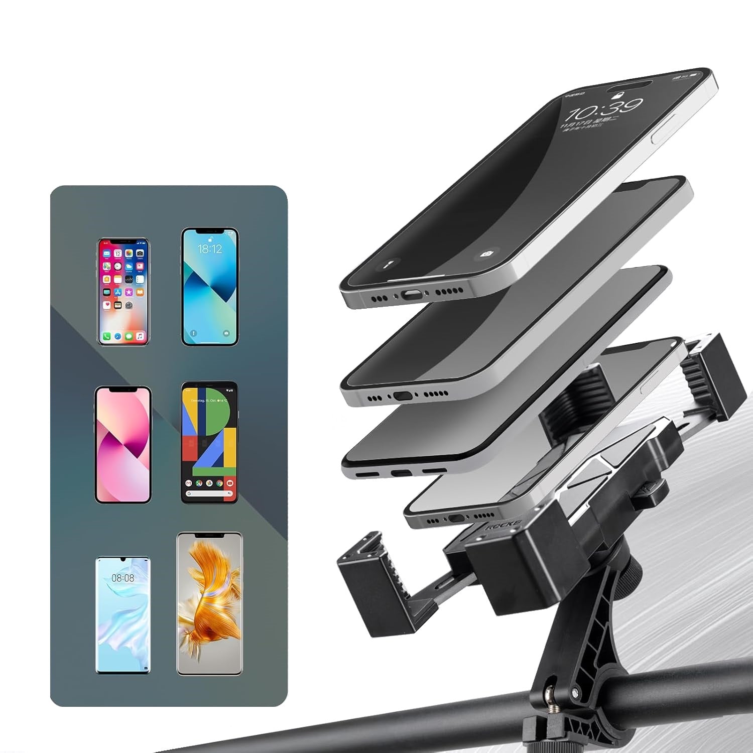 PHONE HOLDER FOR BIKE SCOOTER 360° 4,5 - 7,2" STRONG DURABLE Brand Rockbros