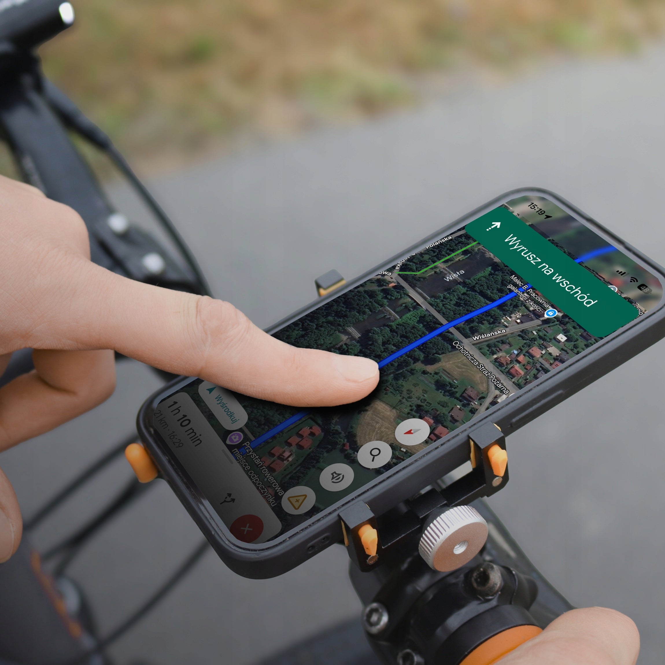 PHONE HOLDER FOR MOTORCYCLE BIKE SMARTPHONE STABLE NAVIGATION MTB ROAD Manufacturer code MOCNY UCHWYT MOTOCKYLOWY ALUMINIOWY SOLIDNY