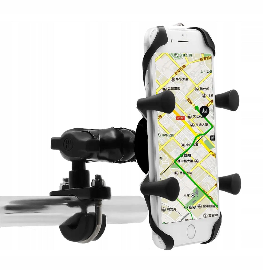 PHONE HOLDER TYPE X STABLE METAL HANDLEBAR MOUNT + MIRROR Manufacturer code Uchwyt na telefon 4 ramiona V2