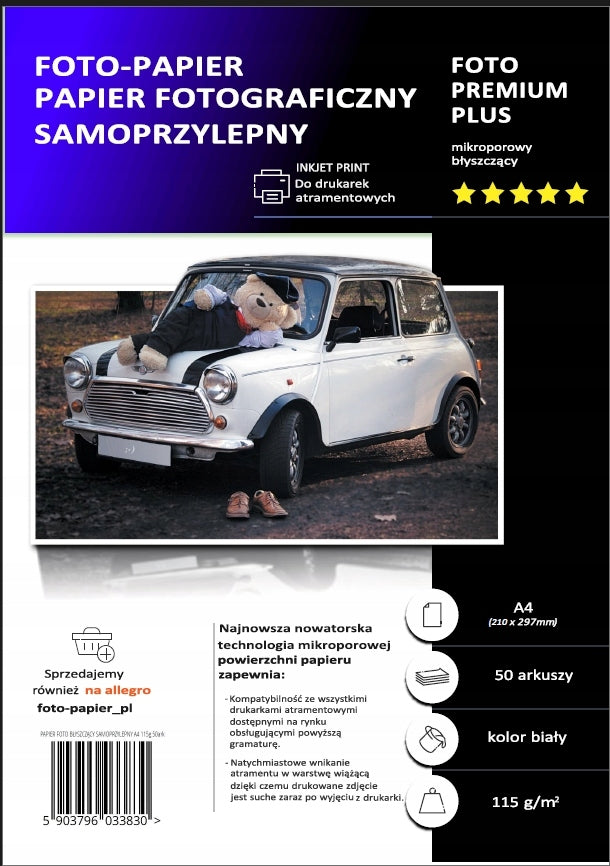 PHOTO PAPER GLOSSY SELF ADHESIVE A4 50ark easy peel off