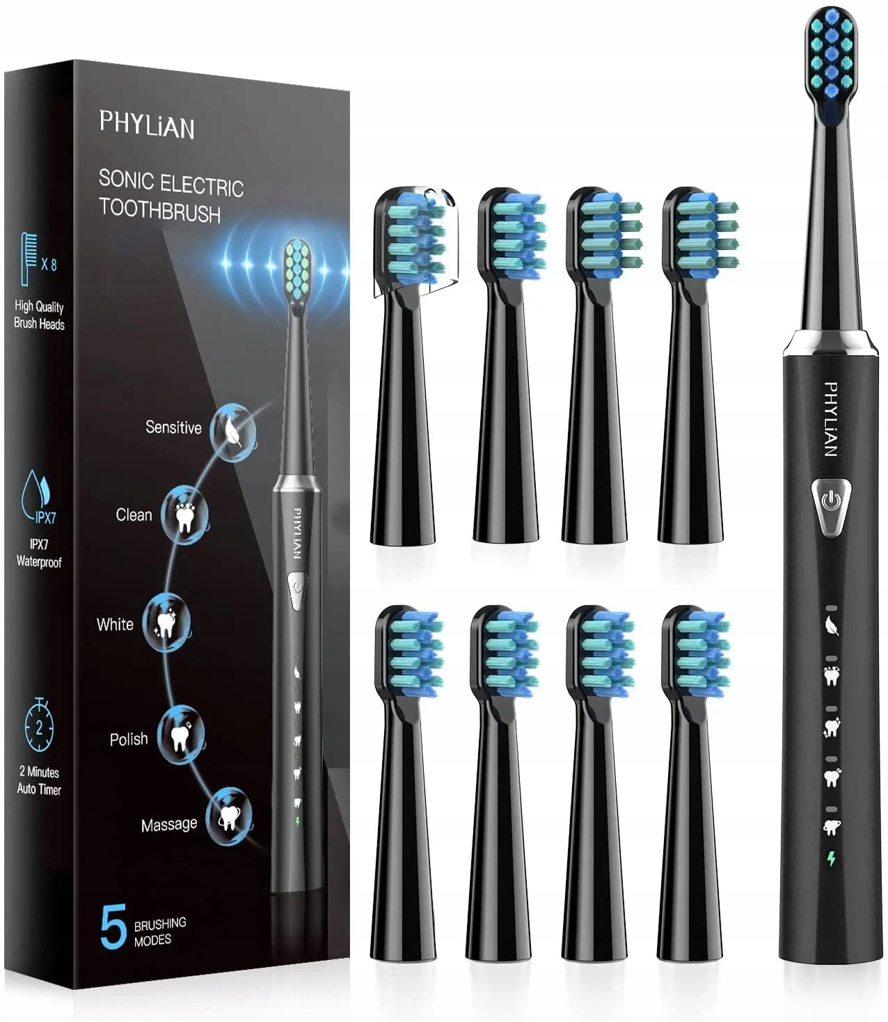 PHYLIAN Sonic Toothbrush BLACK