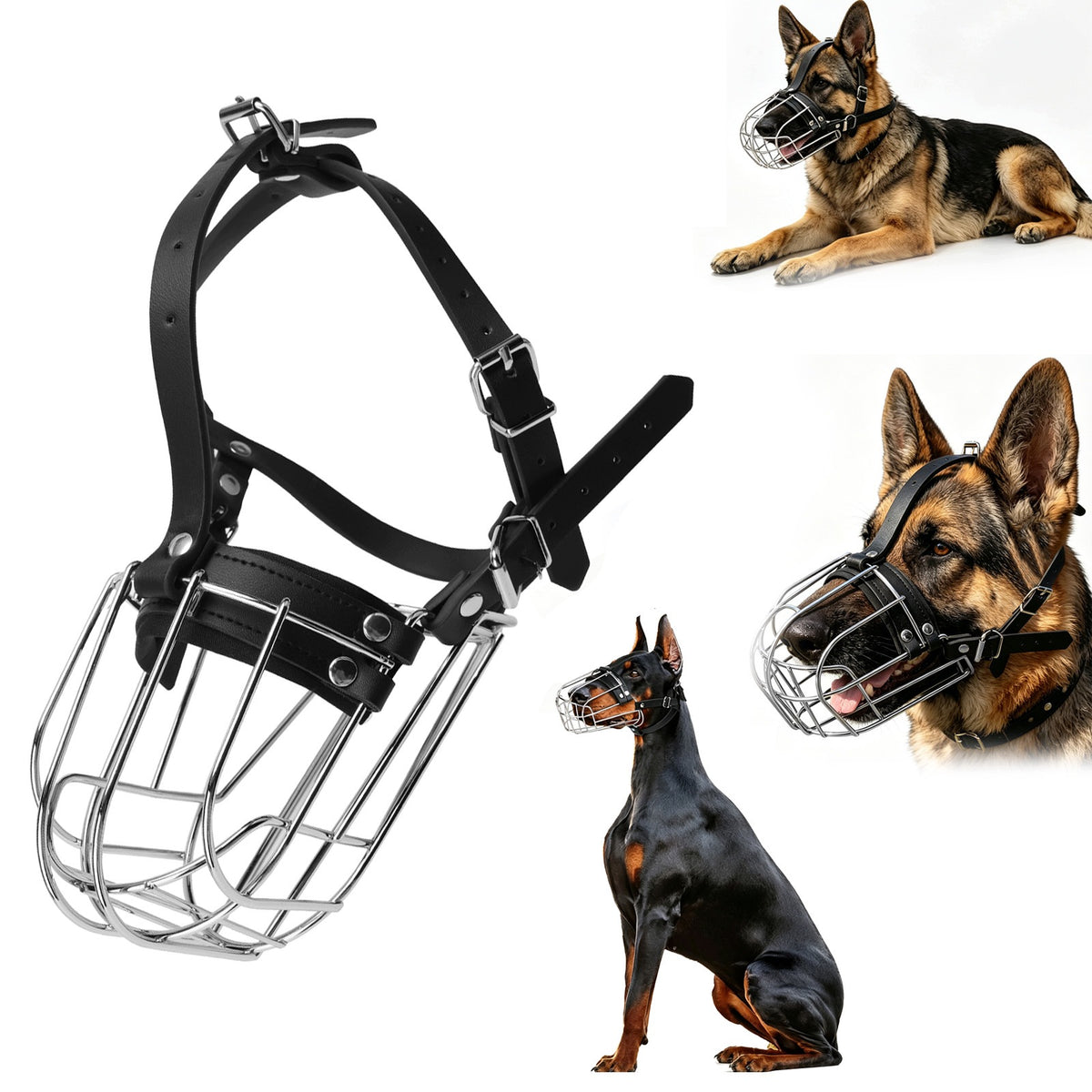 PHYSIOLOGICAL METAL MUZZLE COMFORTABLE DURABLE LARGE FOR DOG ADJUSTABLE