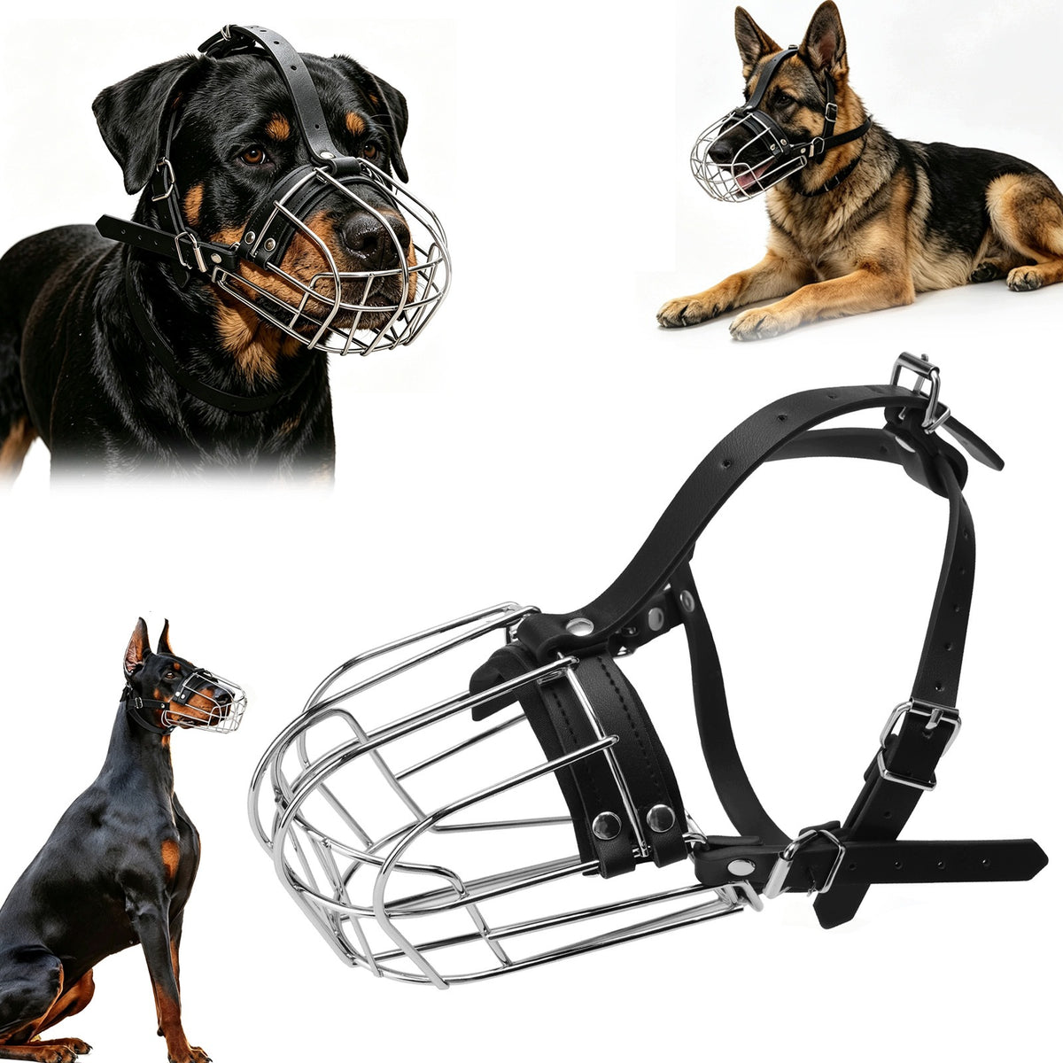 PHYSIOLOGICAL METAL MUZZLE LARGE ADJUSTABLE COMFORTABLE DURABLE FOR DOG
