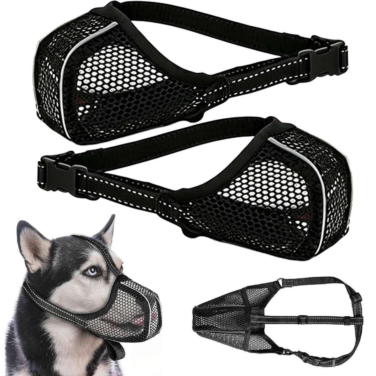 PHYSIOLOGICAL MUZZLE FOR DOG ADJUSTABLE LIGHTWEIGHT MATERIAL PLASTIC S