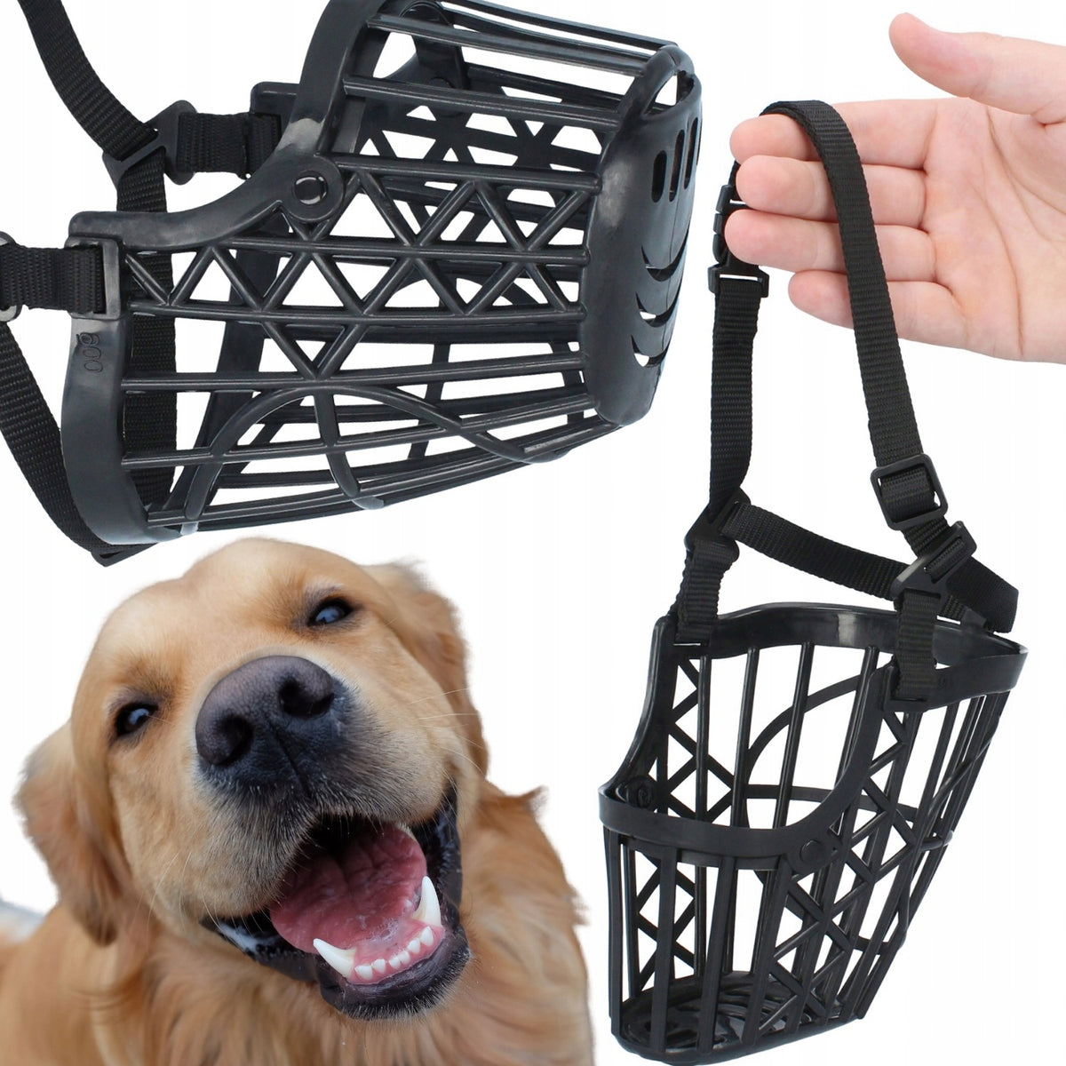 PHYSIOLOGICAL MUZZLE FOR DOG ADJUSTABLE VENTILATED, FOR LARGE BREEDS