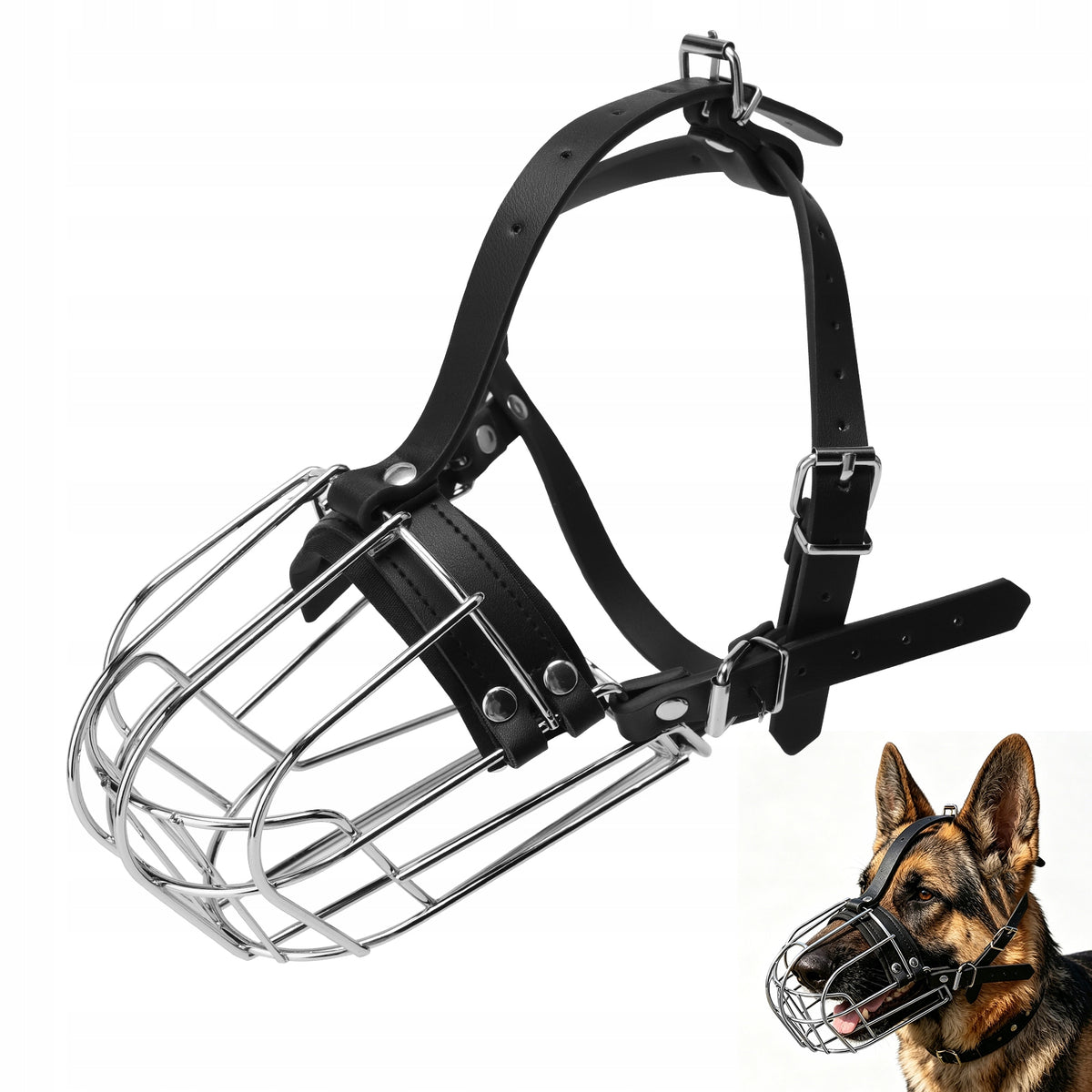 PHYSIOLOGICAL MUZZLE FOR DOG METAL ADJUSTABLE COMFORTABLE SIZE L